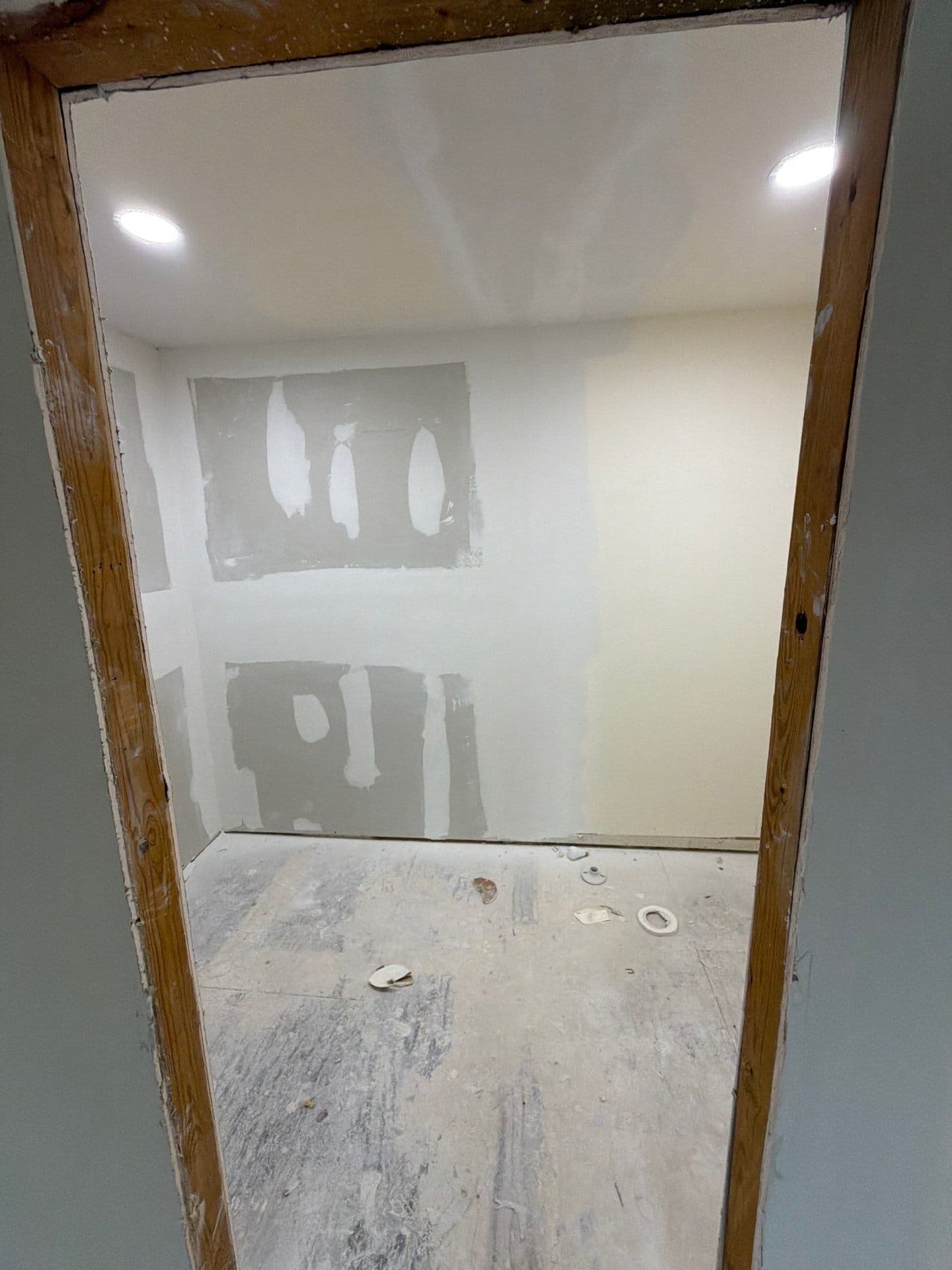Bathroom fully floated with recessed lighting roughed in
